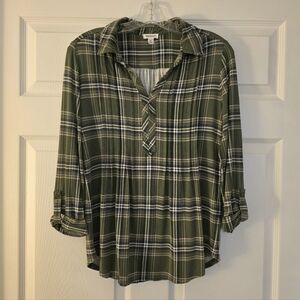 Green Plaid Top